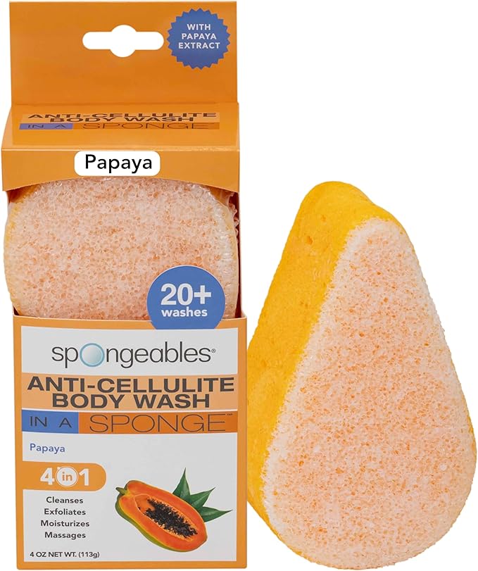 Spongeables Anti Cellulite Body Wash in a 20+ Wash Sponge, Papaya, 1 Count - Image 2